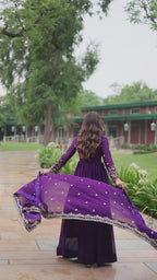 Premium Faux Blooming Embroidered Gown With Dupatta