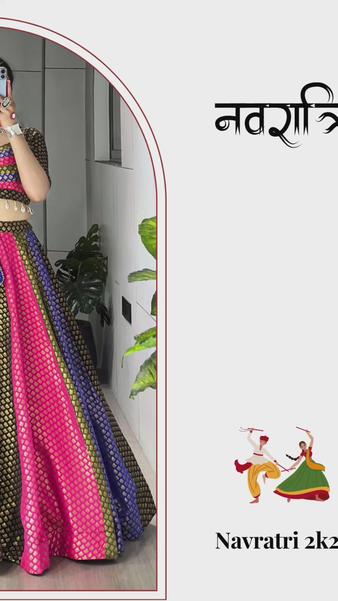 Multicolor Soft Silk Navratri Lehenga Choli with Leriya Print Dupatta