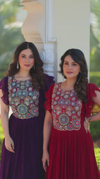 Premium Designer Multithread Embroidered Flared Gown