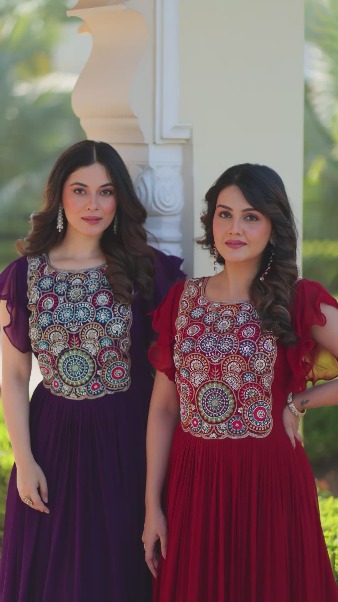 Premium Designer Multithread Embroidered Flared Gown