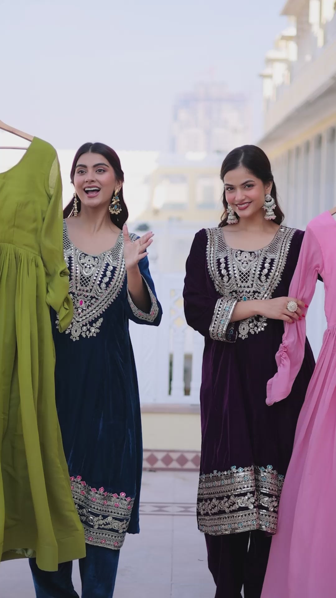 Premium Gown with Embroidered Ice Velvet Koti | Traditional Outfit