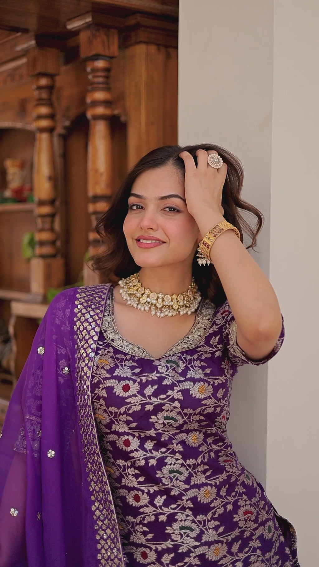Premium Purple Gharara Suit Set with Dupatta