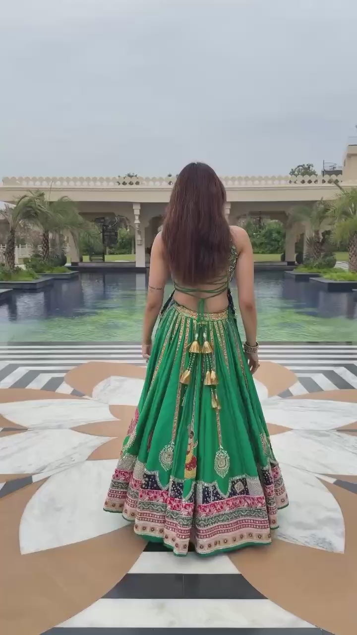 Navratri Special Green Lehenga Choli