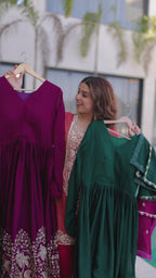 Readymade Designer Gown with Dupatta for Women - Party Wear Dress