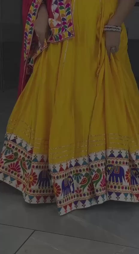Navratri Festival yellow white outfit