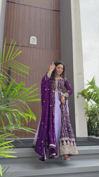 Luxury Zari Embroidered Gown with Designer Dupatta