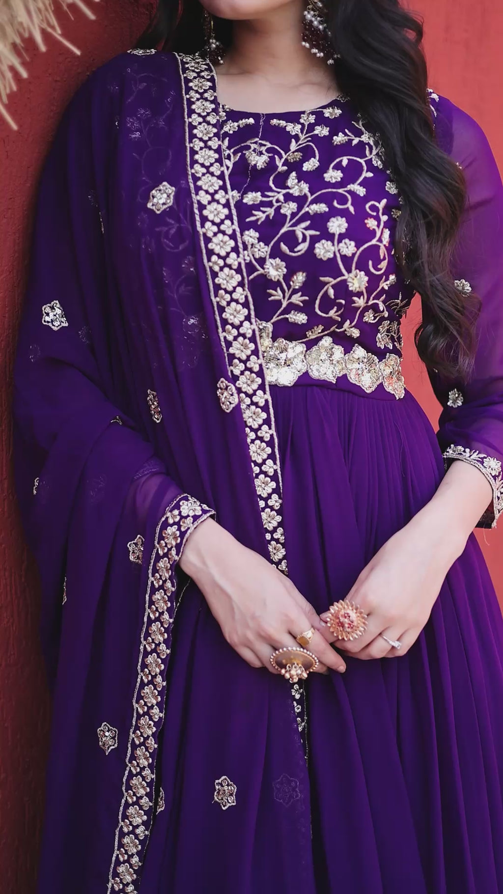 Premium Embroidered Gown with Designer Dupatta Set