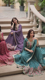 Premium Faux Georgette Embroidered Sharara Suit with Dupatta for Women