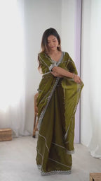 Premium Thread & Sequins Embroidered JMC Silk Saree
