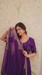 Premium Designer Mul Chanderi Kurti Pant Dupatta Set