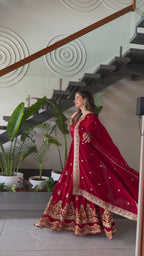 Premium Faux Blooming Embroidered Gown with Dupatta for Women – Party & Wedding Wear