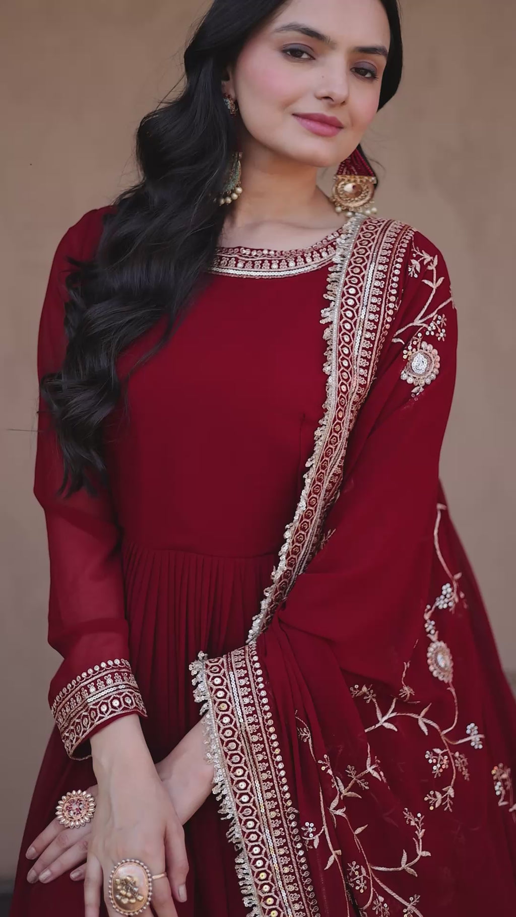 Maroon Wedding Wear Dress