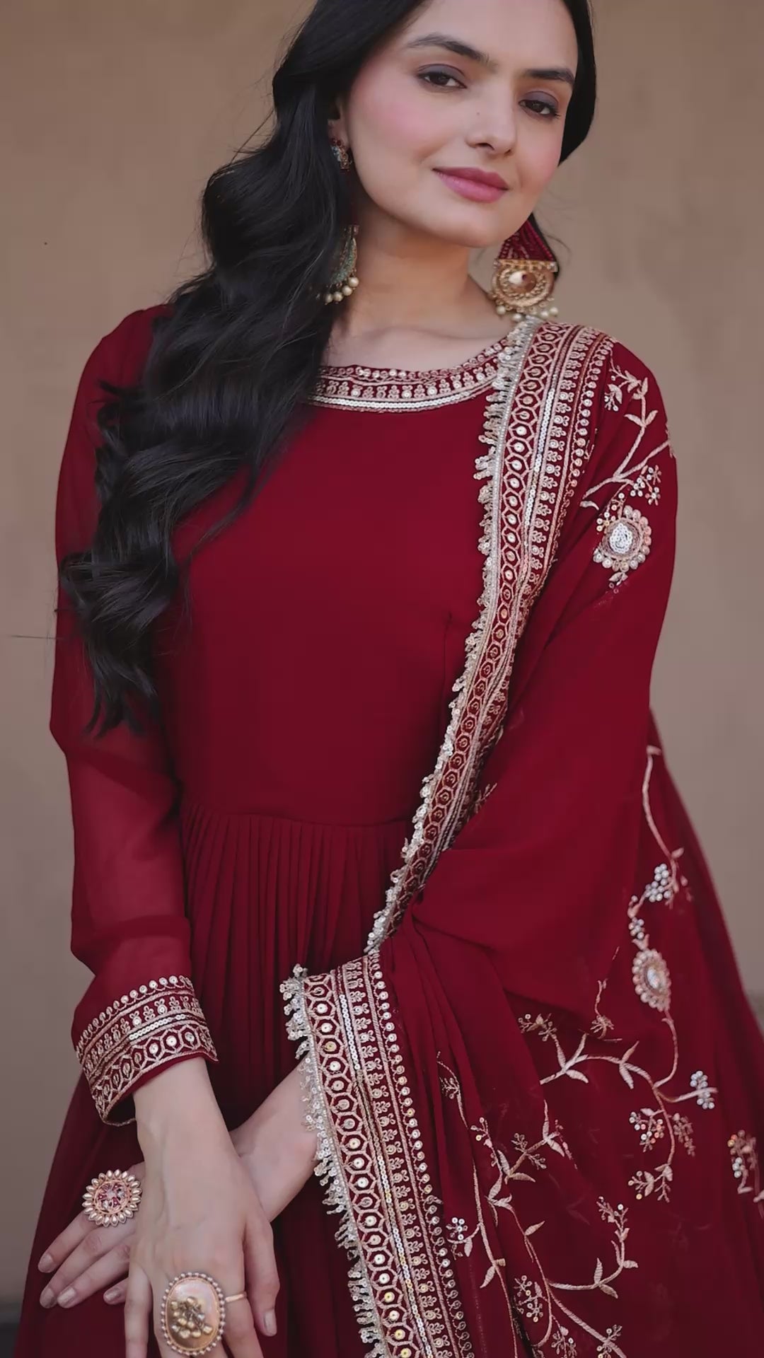 Maroon Wedding Wear Dress