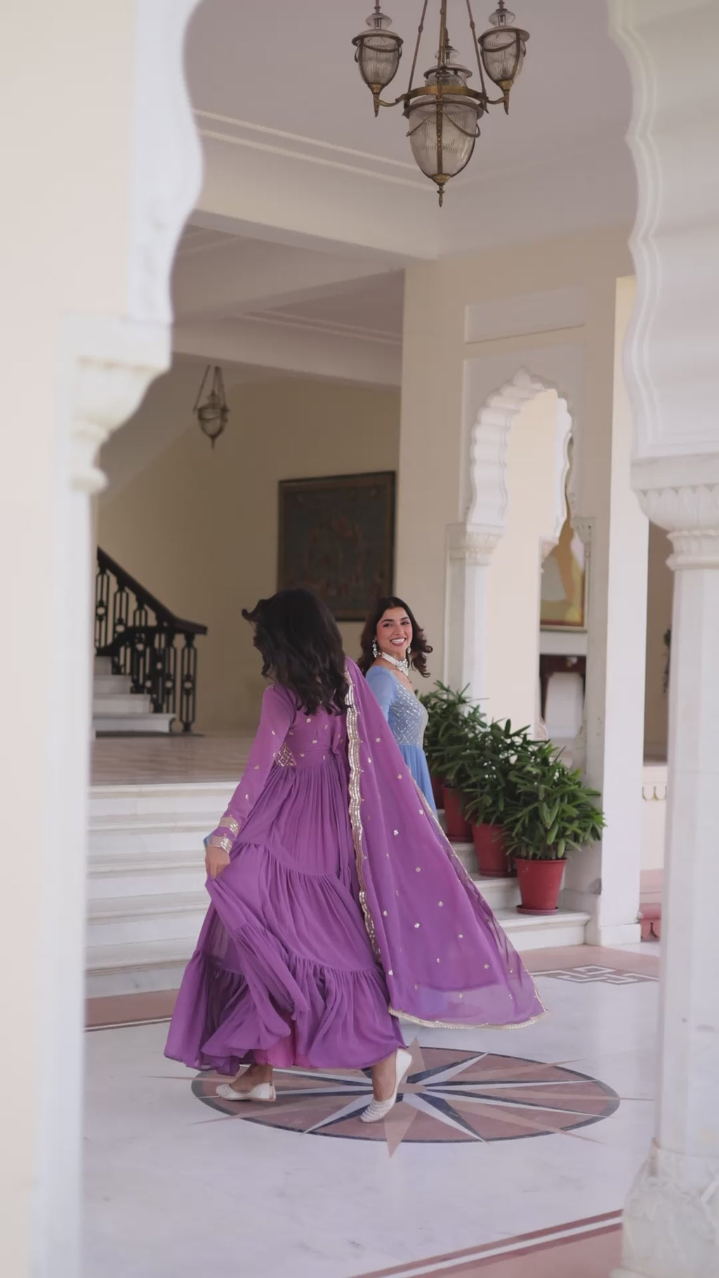 Premium Faux Georgette Frill Gown with Dupatta for Women – Party Wear Gown