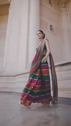 Party Wear Multicolor Real Mirror Work Saree