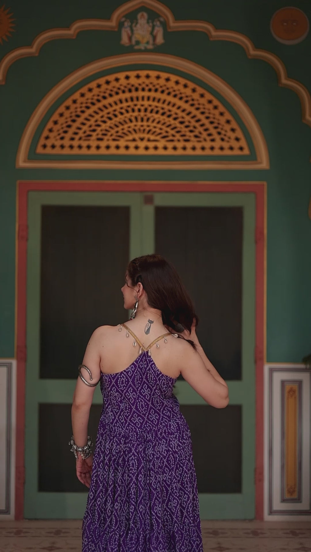 Bandhani Print Sleeveless Gown