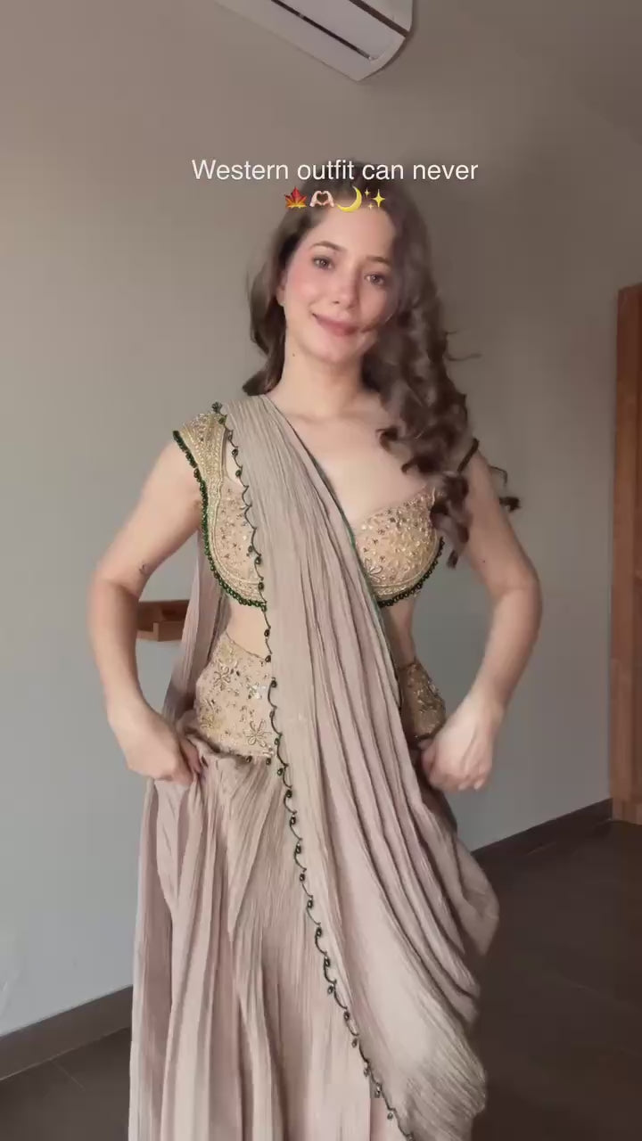 Ready to Wear Crushed Party Wear Saree