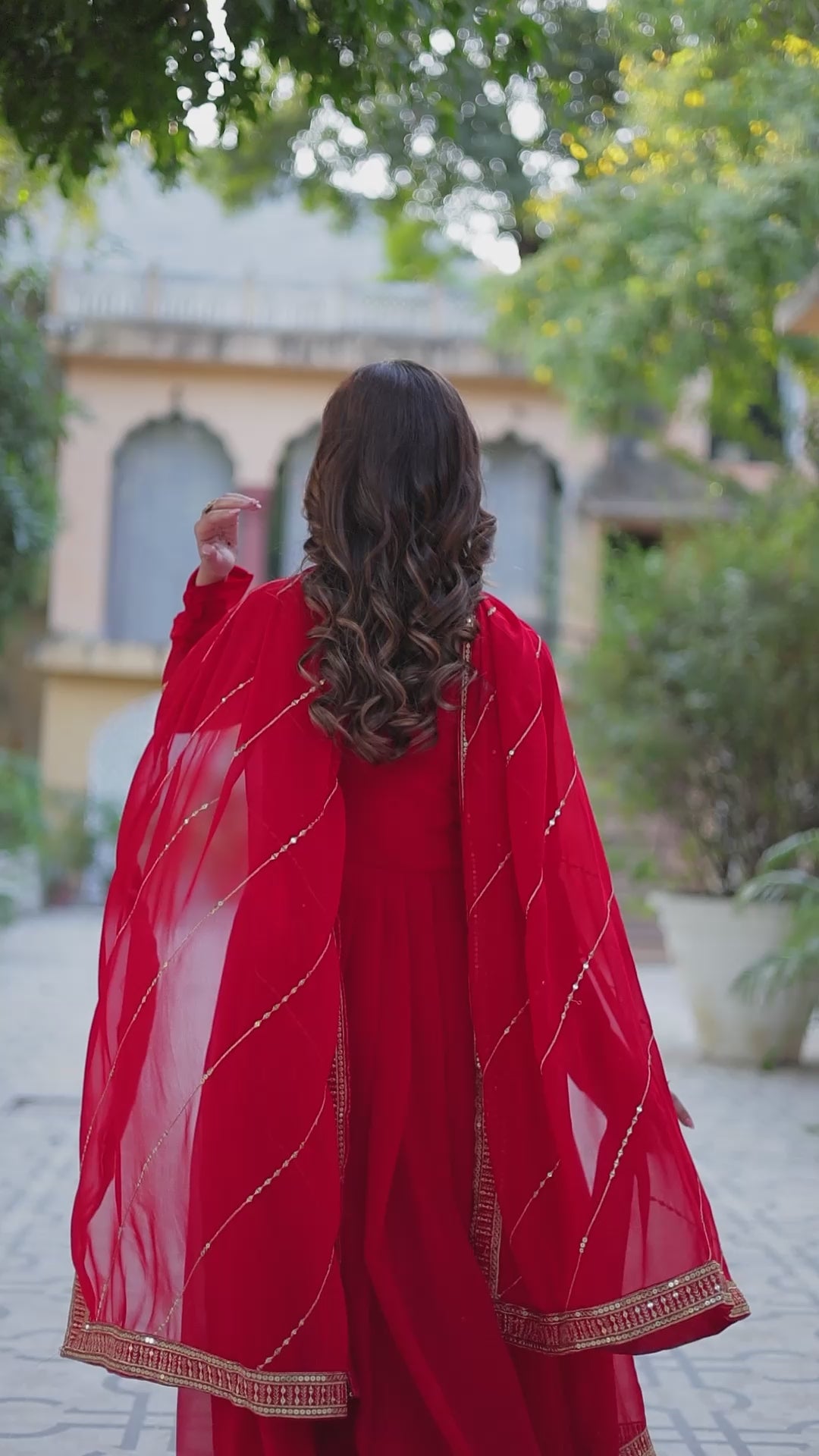 Premium Red Embroidered Gown with Dupatta – Wedding & Party Wear