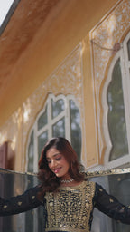Premium Designer Faux Blooming Embroidered Gown With Dupatta