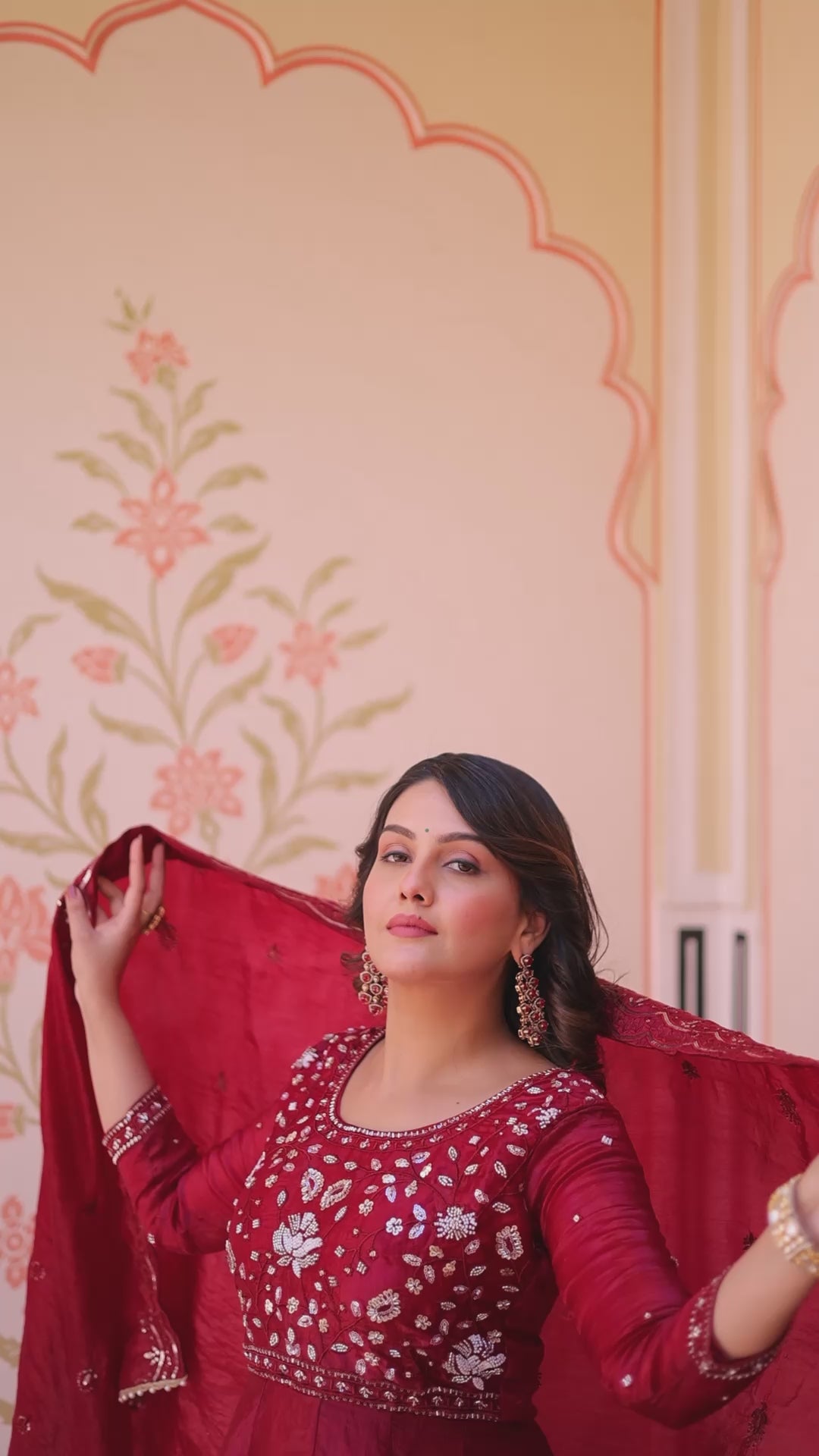 Gown with Dupatta for Women – Beads Embroidered Festive Ethnic Wear