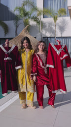 Premium Velvet Embroidered Top Pant Set with Batwa | Eid Wear Outfit