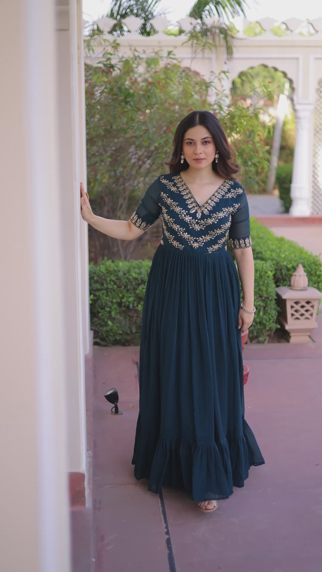 Premium Designer Sequins Embroidered Flared Gown