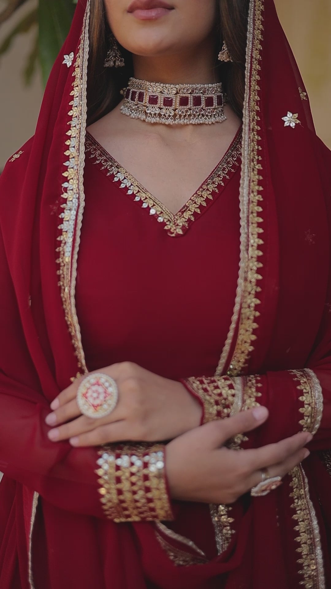 Pink And Wine Party Wear Embroidered Gown with Dupatta