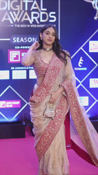 Designer Off White Organza Sequence Work Saree Wedding Wear