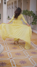 Premium Embroidered Gown Pant Set with Dupatta for Women