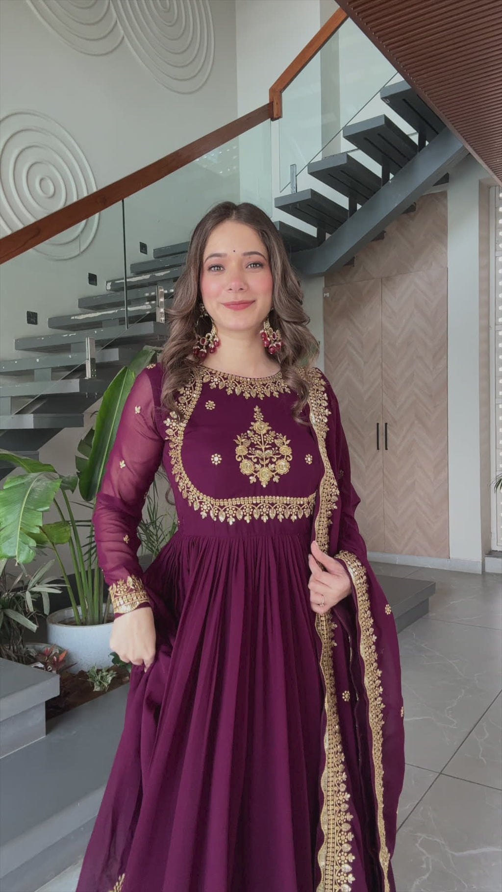 Women’s Embroidered Anarkali Gown with Dupatta | Party Wear Ethnic Dress for Women