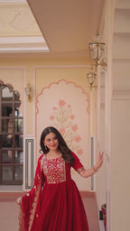 Premium Embroidered Gown with Dupatta Set | Engagement Outfit