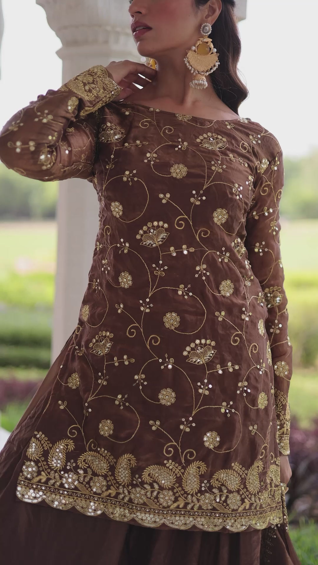 Premium Sequins Embroidered Fendy Sharara Suit Set